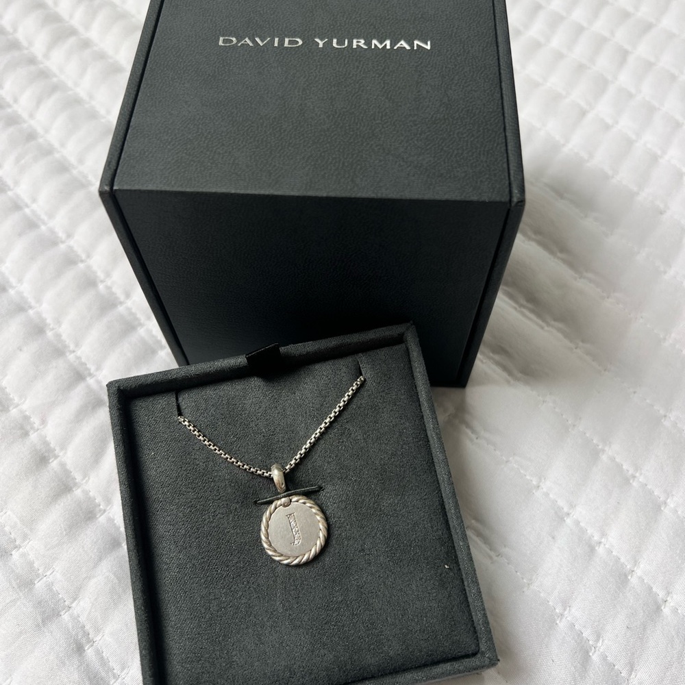 David Yurman Initial Charm Necklace with Diamonds J